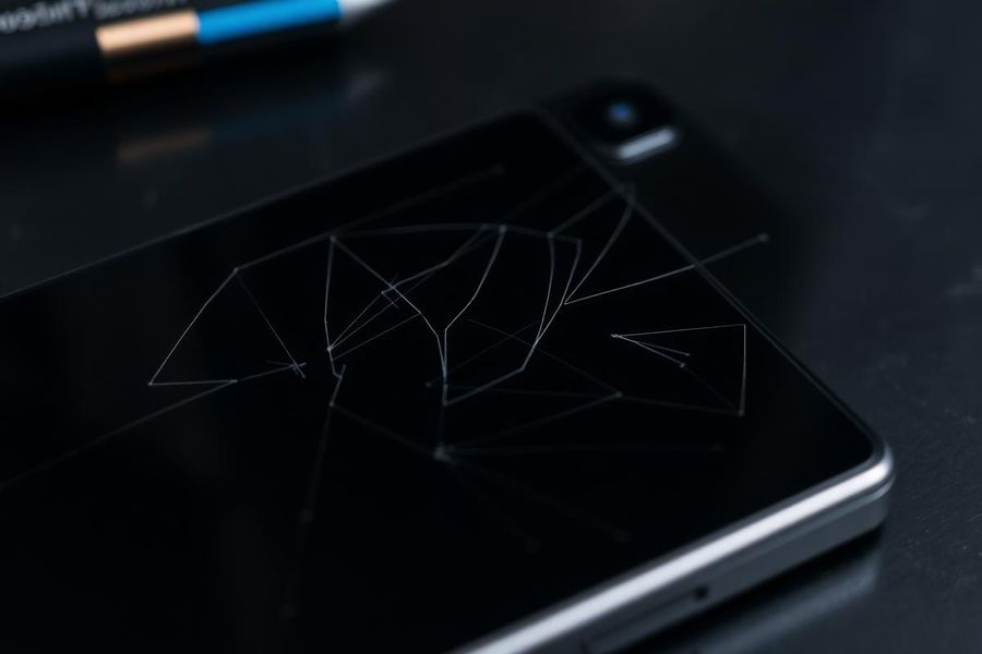 Poškrábané zadní sklo iPhone 14 před nalepením ochranné fólie